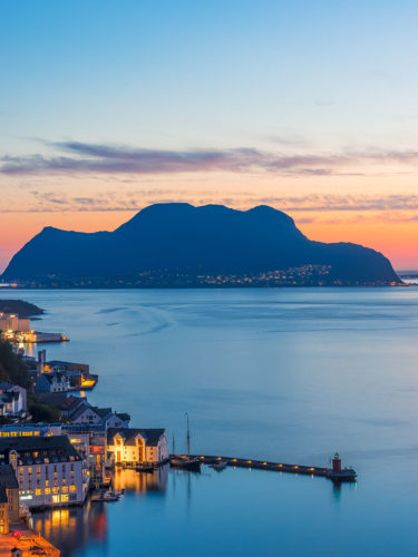 Ålesund Region, Norway - The Island of Godoy as seen from Aksla at Sunset