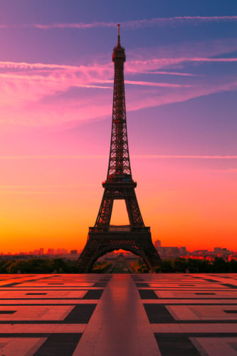 The Eiffel Tower in Paris at Sunrise