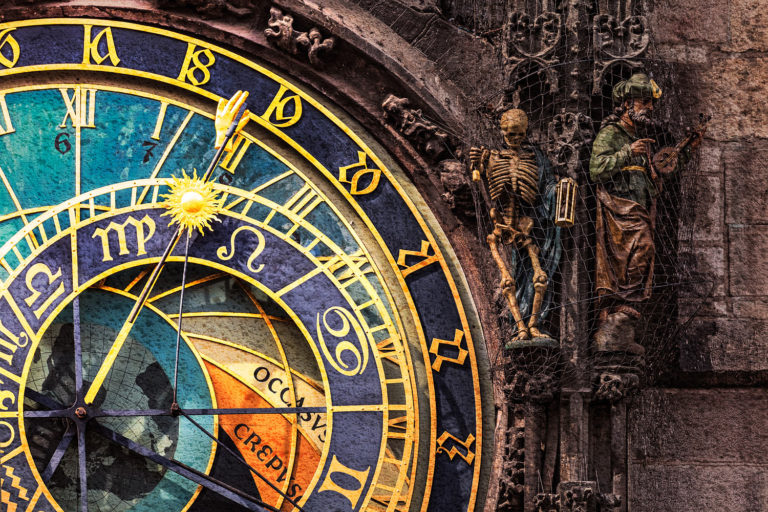 Prague, Czechia - Detail of the Prague Astronomical Clock a.k.a. Orloj