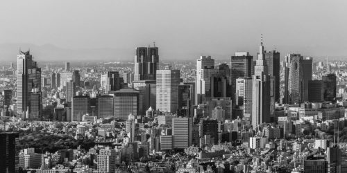 Panorama of Tokyo with Skyscrapers in Shinjuku Ward, Japan