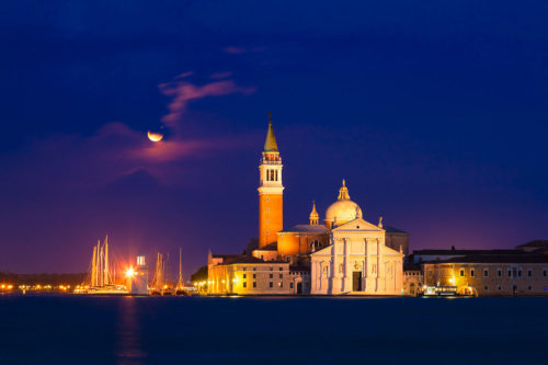 Venice, Italy - Moonrise over San Giorgio Maggiore Island