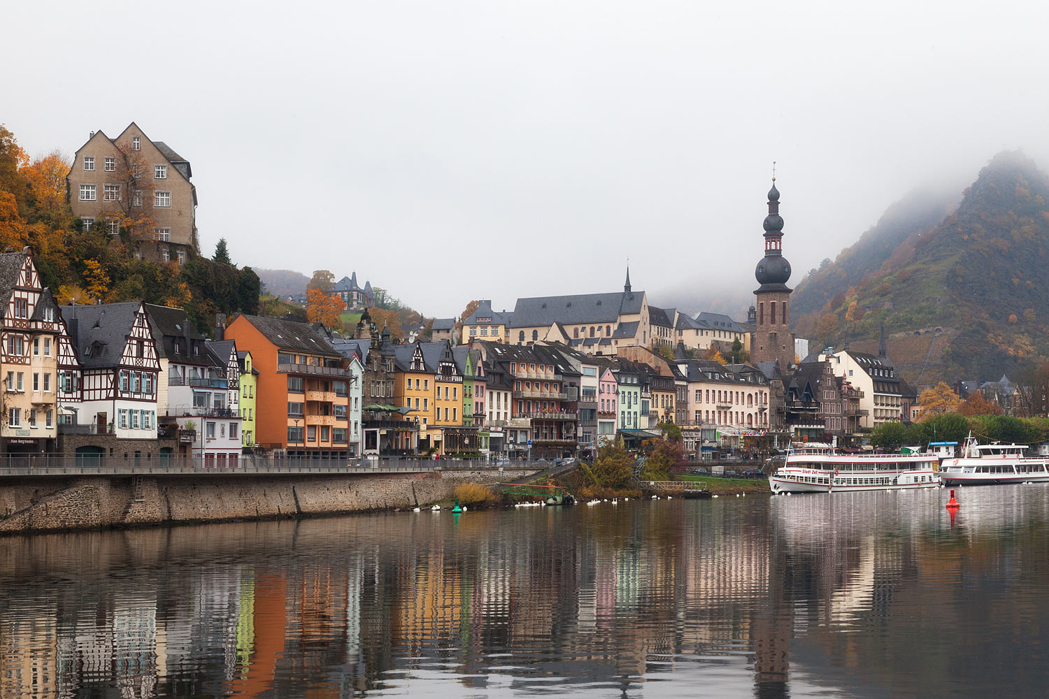 Mist over the town of Cochem in Rhineland-Palatinate, Germany