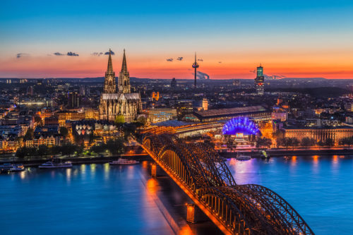 Cologne (Köln), Germany - Panorama of the City at Sunset