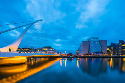 Dublin Skyline with the Samuel Beckett Bridge and the River Liffey, Ireland