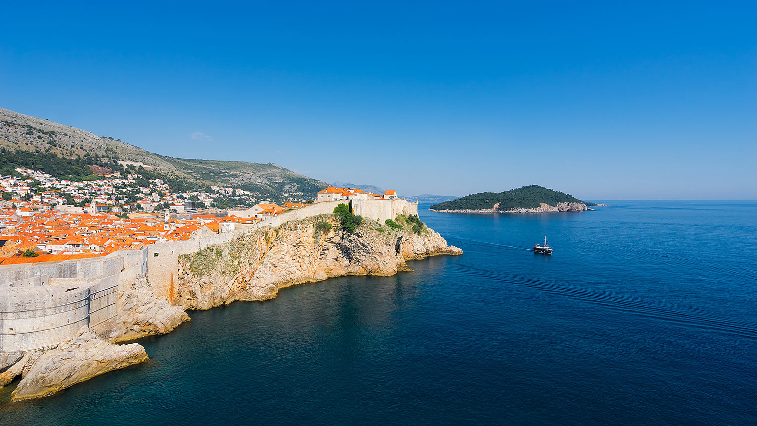 Dubrovnik and the Island of Lokrum on the Adriatic Coast, Croatia