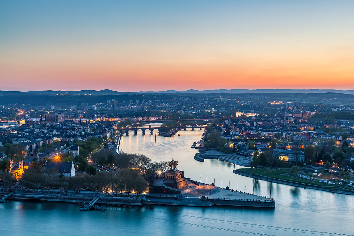 Koblenz, Germany - Panorama of the City at Sunset