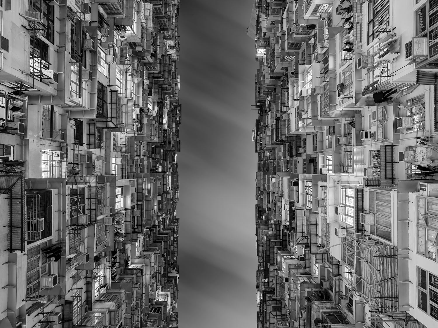 Upward Perspective of an Apartment Building in Hong Kong
