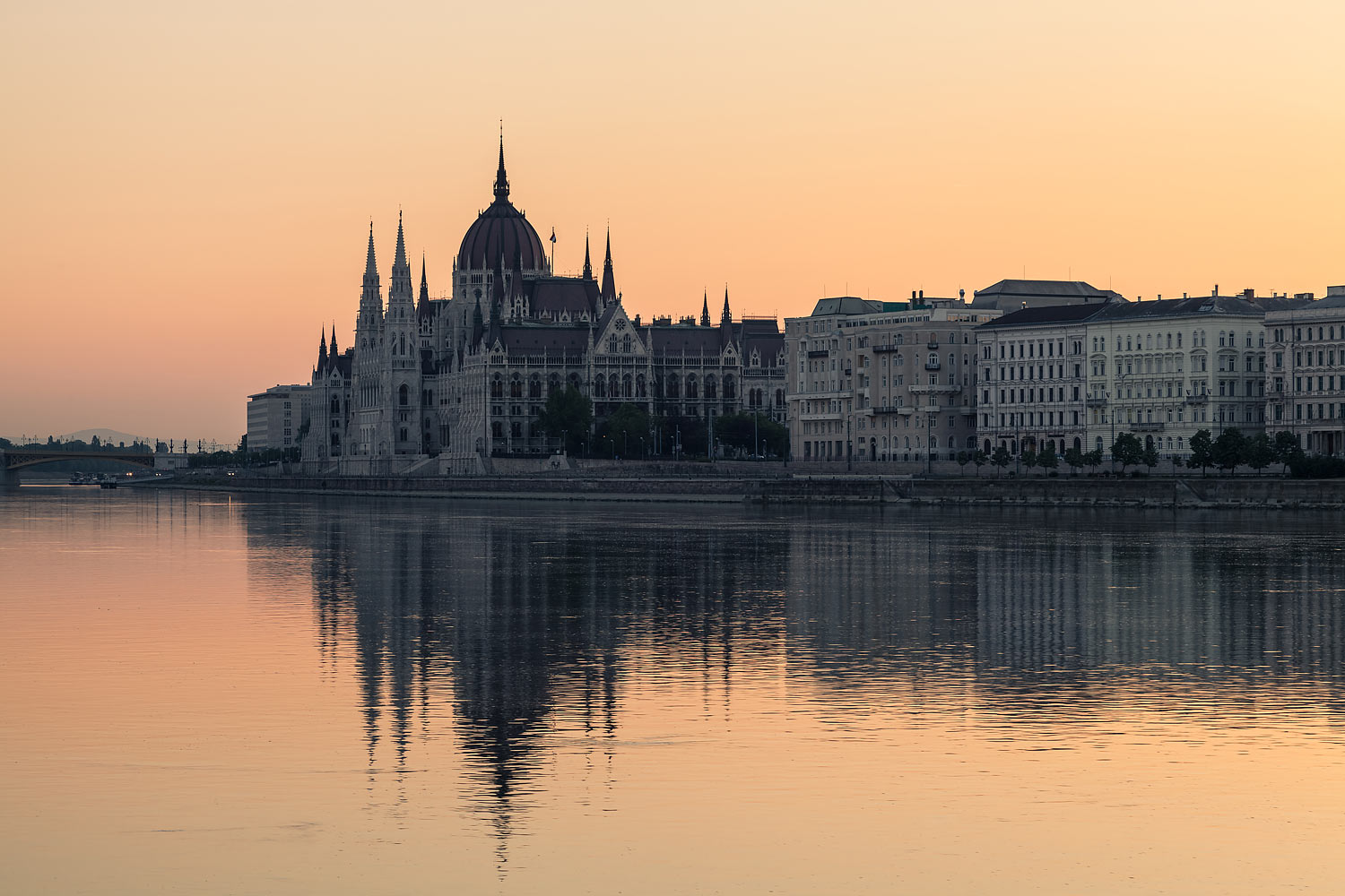 The Parliament Building in Budapest and the Danube at Dawn (Hungary)