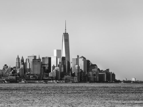 New York City - Lower Manhattan Skyline as Seen from New Jersey at Sunrise