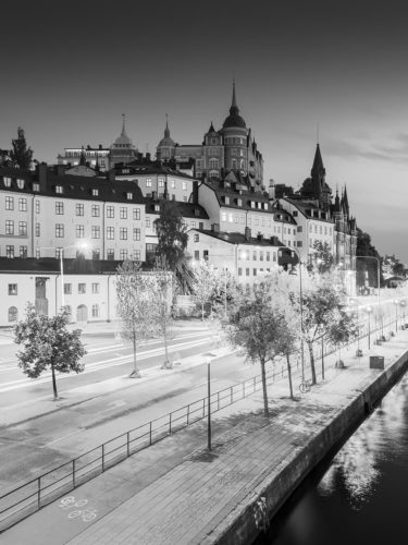 Stockholm, Sweden - The Skyline of Södermalm District in Black and White